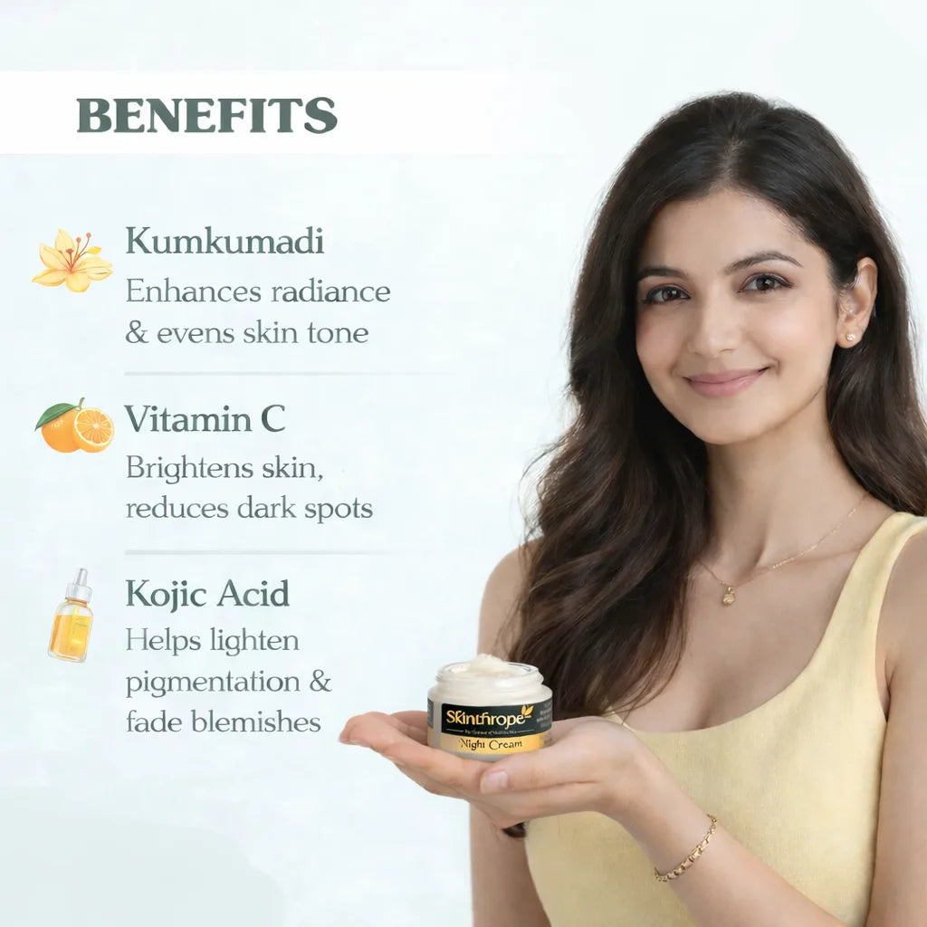 Night Cream with Pure Kumkumadi Oil, Vitamin C, and Kojic Acid | 50gm