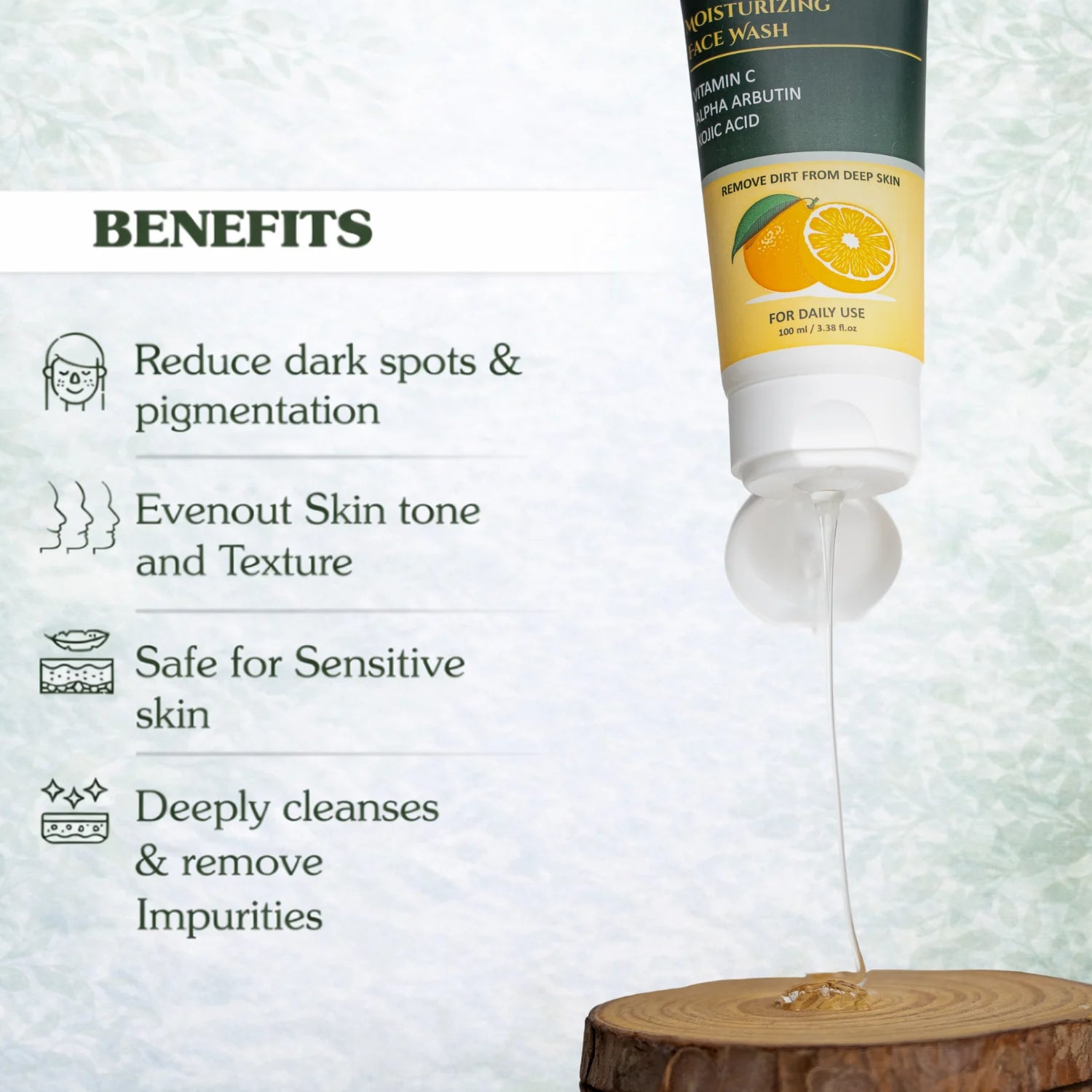 Instant Glow Moisturizing Face Wash | With Vitamin C, Alpha Arbutin & Kojic Acid | 100ml