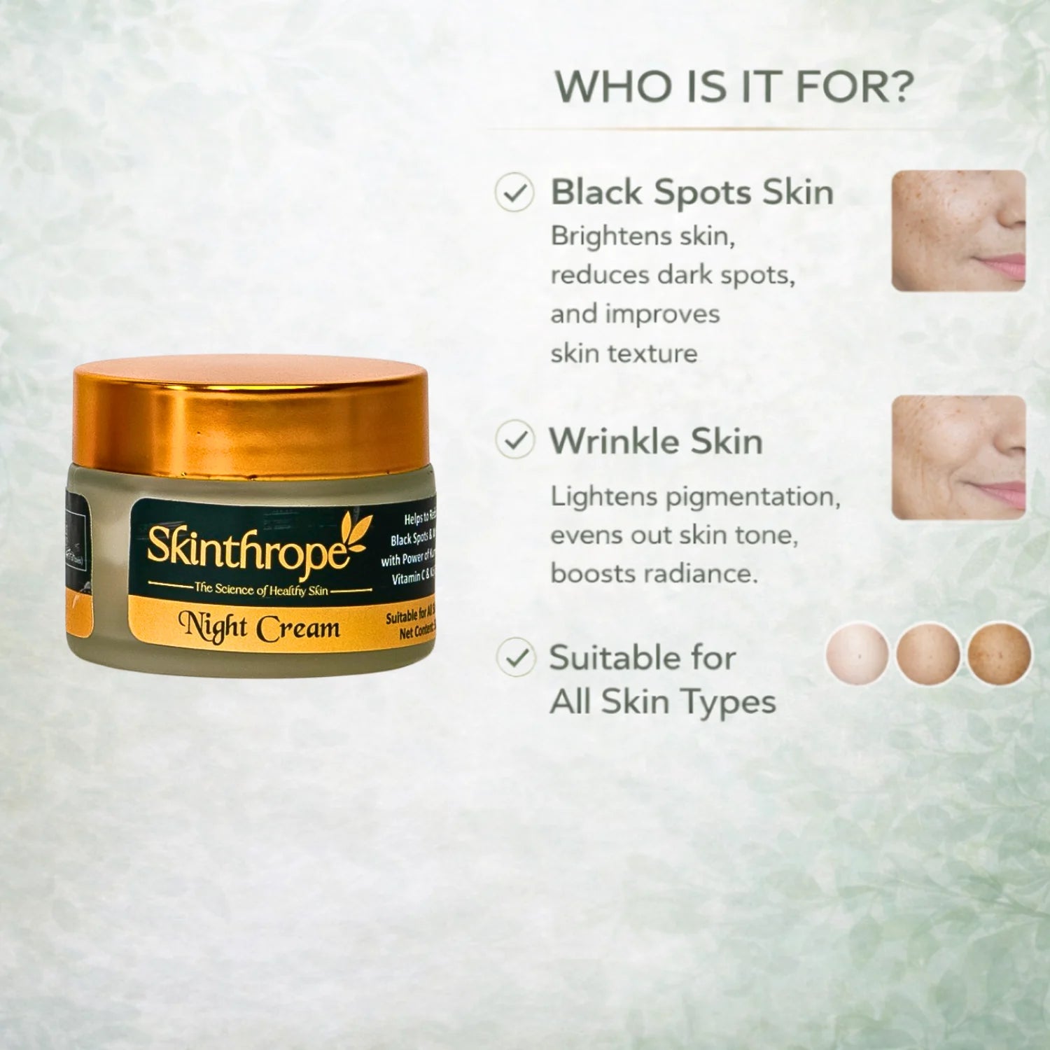 Night Cream with Pure Kumkumadi Oil, Vitamin C, and Kojic Acid | 50gm